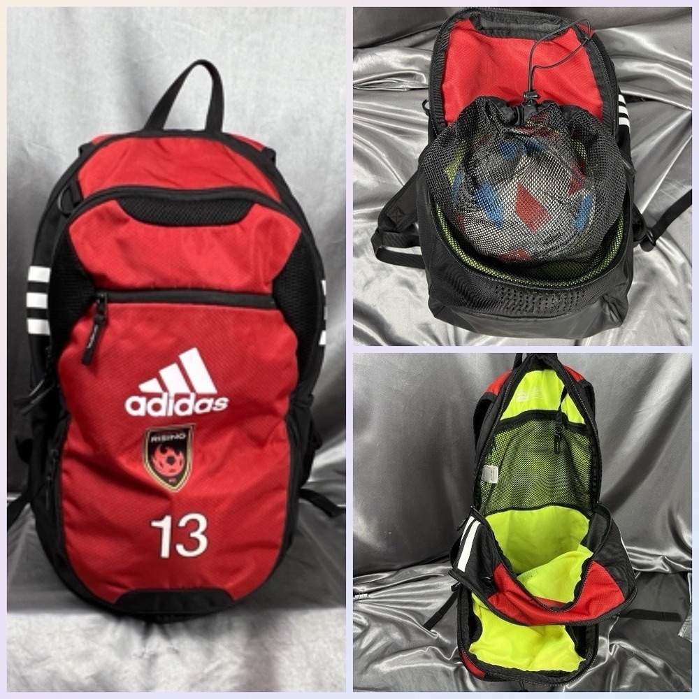 Adidas Stadium II Team‎ Soccer Backpack 20" Red/Black Phoenix Rising FC #13 Logo
